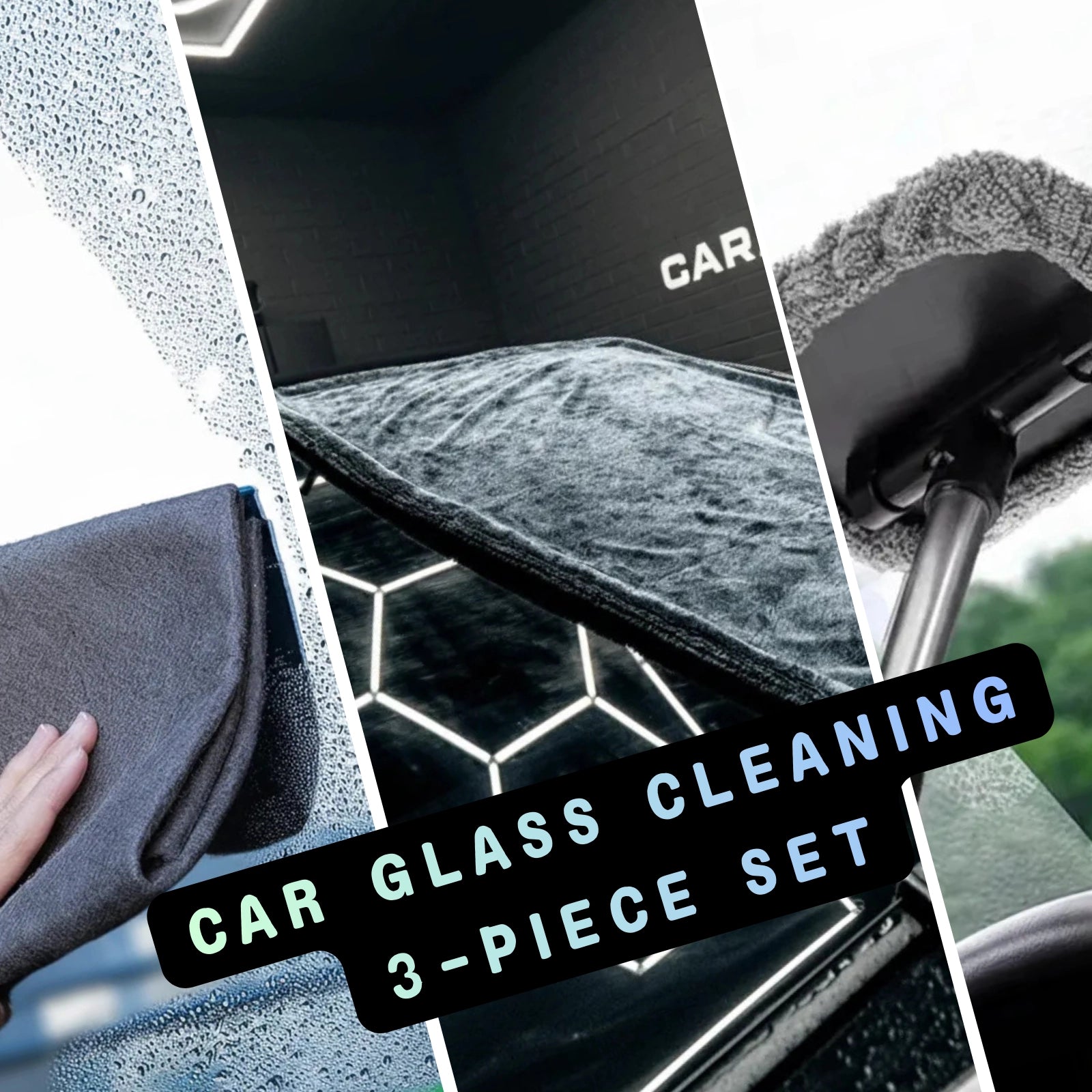 SwipeDry™ 3-Piece Windshield Kit: Microfiber Cloth & Brush